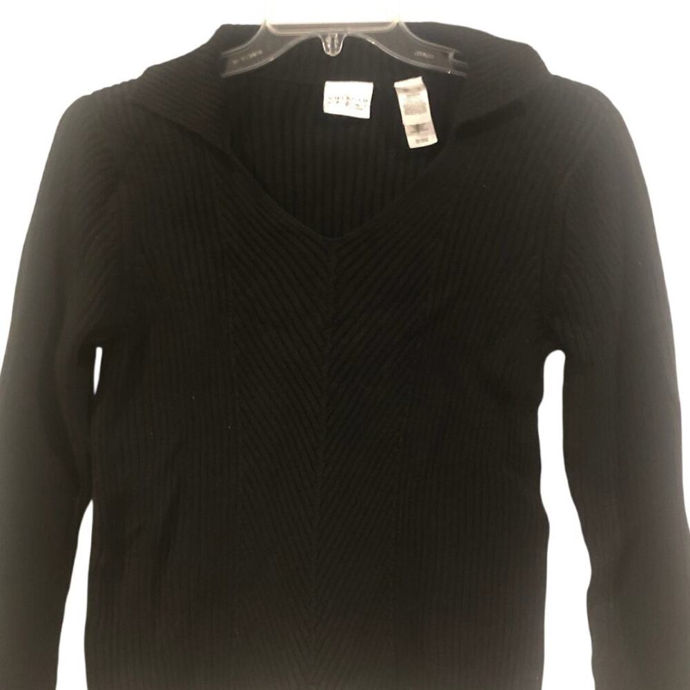 GUC Vintage 90s Villager by Liz Claiborne Black V Neck Ribbed Knit Sweater